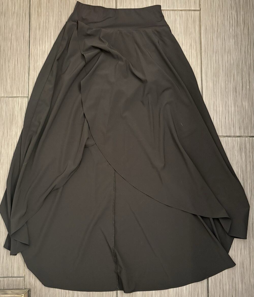 Halara Breezeful High Waisted High Low Ruffle 2-in-1 Flowy Maxi Skirt XS Black